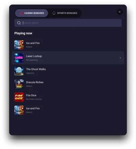 Roll XO Online Casino games